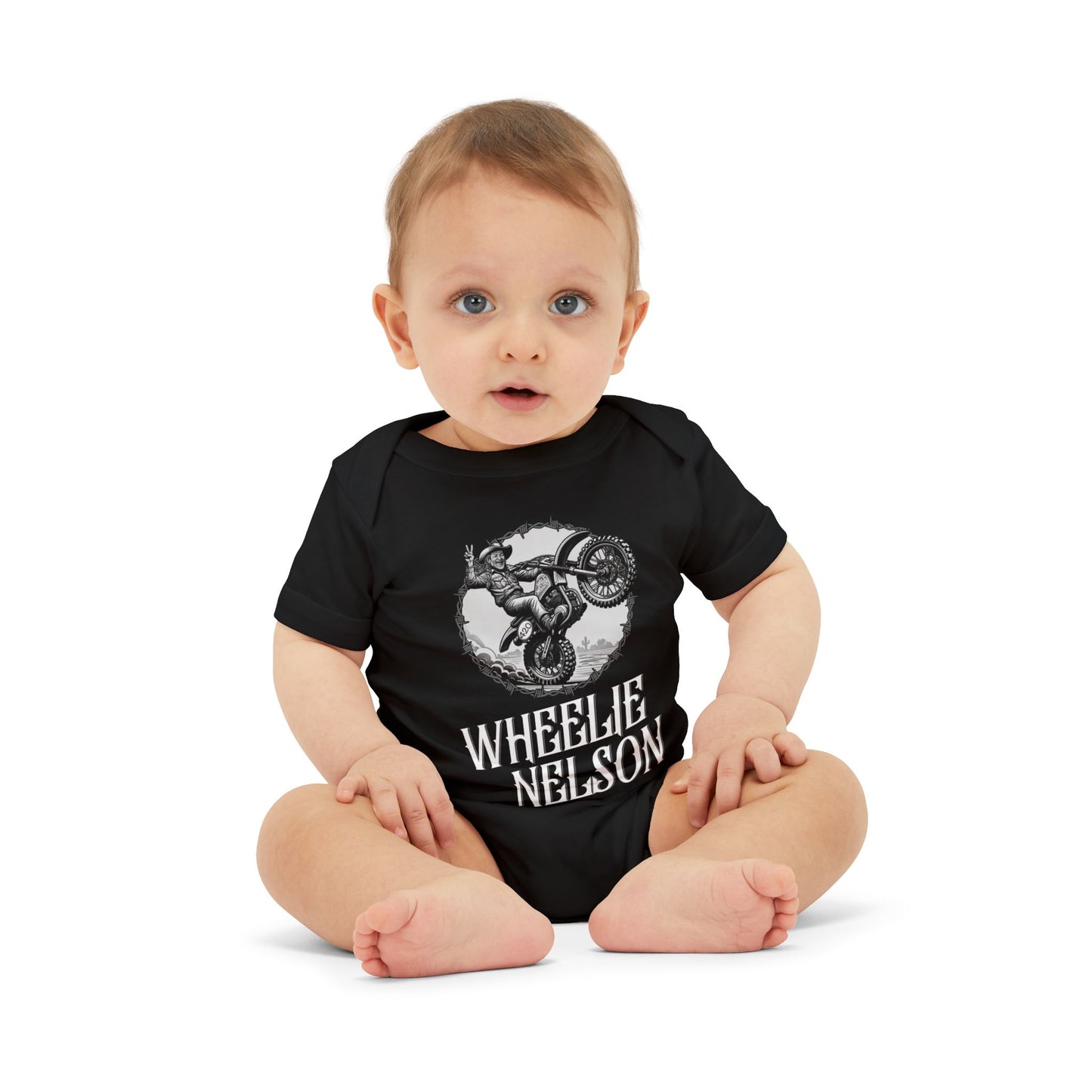 Black & White Wheelie Nelson Infant One Piece