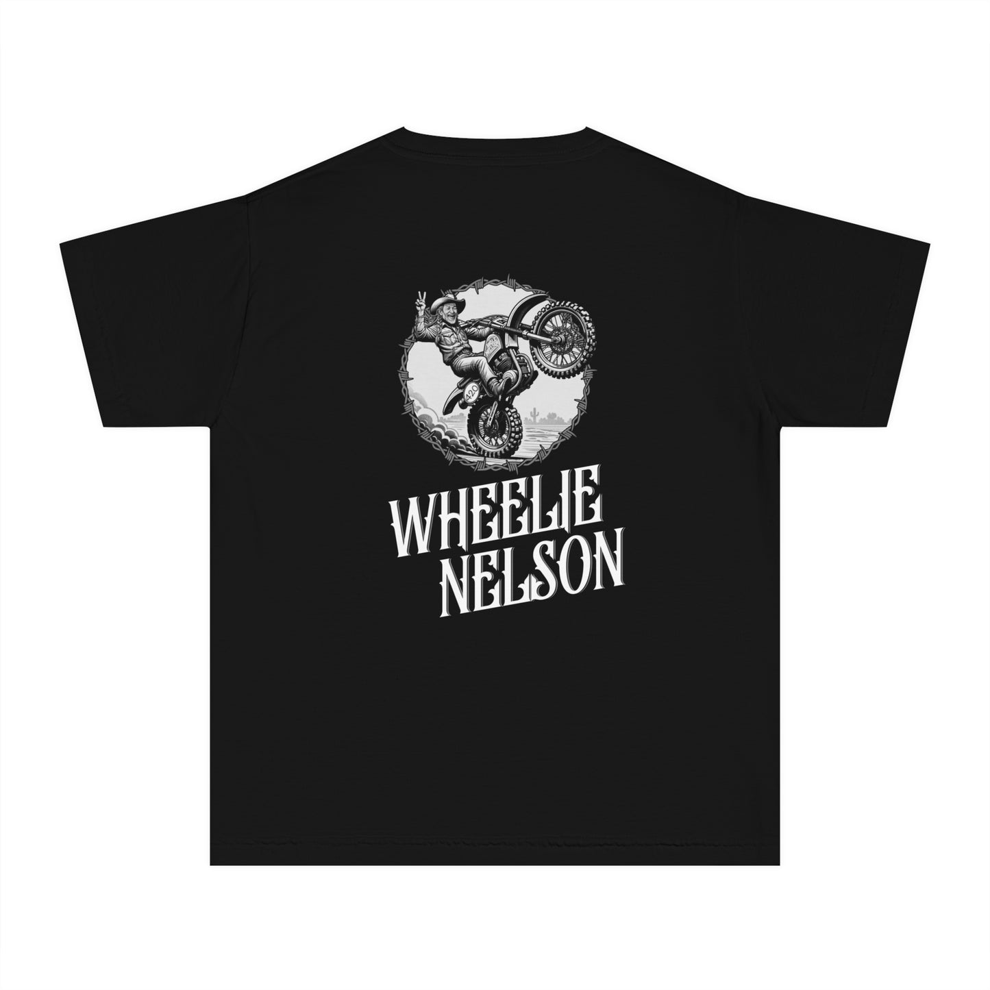 Wheelie Nelson Black Youth Midweight Tee